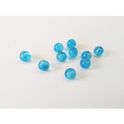 Roppantott üveggyöngy - Azúr kék (6mm) - 10db