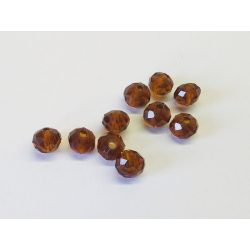 Csiszolt üveggyöngy - 6x4mm Abacus - barna - 10db