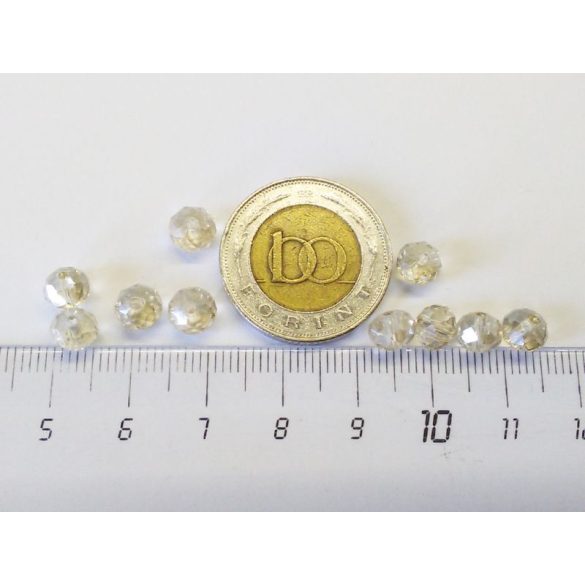 Csiszolt üveggyöngy - 6x4mm Abacus - füstszínű AB - 10db