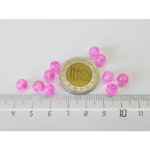 Roppantott üveggyöngy - Rózsaszín (6mm) - 10db