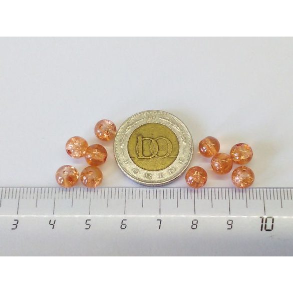 Roppantott üveggyöngy - Halványnarancs (6mm) - 10db
