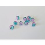 Roppantott üveggyöngy - Türkiz-rózsaszín(6mm) - 10db