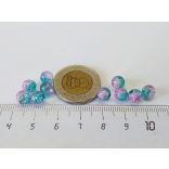Roppantott üveggyöngy - Türkiz-rózsaszín(6mm) - 10db