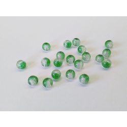 Roppantott üveggyöngy zöld - fehér  (4mm) - 20db