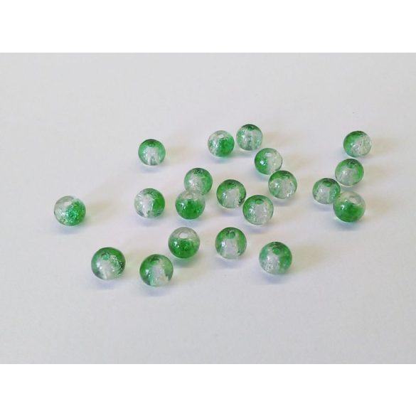 Roppantott üveggyöngy zöld - fehér  (4mm) - 20db
