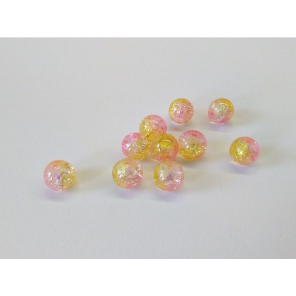 Roppantott üveggyöngy - Yellow-pink (8mm) - 10db
