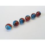 Roppantott üveggyöngy - Orange & Blue (10mm) - 10db