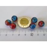 Roppantott üveggyöngy - Orange & Blue (10mm) - 10db