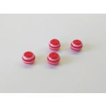 Csíkos gyöngy piros-fehér (6mm)- 4db
