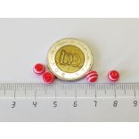 Csíkos gyöngy piros-fehér (6mm)- 4db