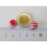 Csíkos gyöngy piros-fehér (10mm)- 2db