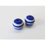 Csíkos gyöngy kék-fehér (12mm)- 2db