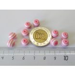 Csíkos gyöngy rózsaszín-fehér (8mm)- 2db
