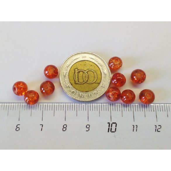 Roppantott üveggyöngy - Narancssárga (6mm) - 10db