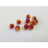 Roppantott üveggyöngy - Red & Yellow (8mm) - 10db