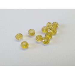 Csiszolt üveggyöngy - 6x4mm Abacus - Sárga - 10db