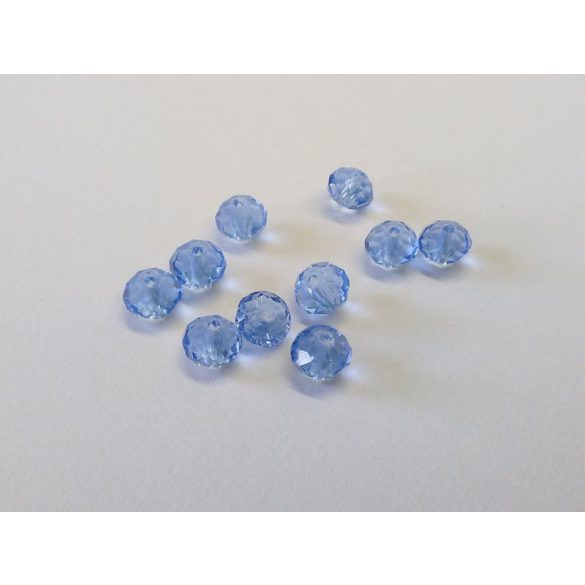 Csiszolt üveggyöngy - 6x4mm Abacus - Búzavirág kék - 10db