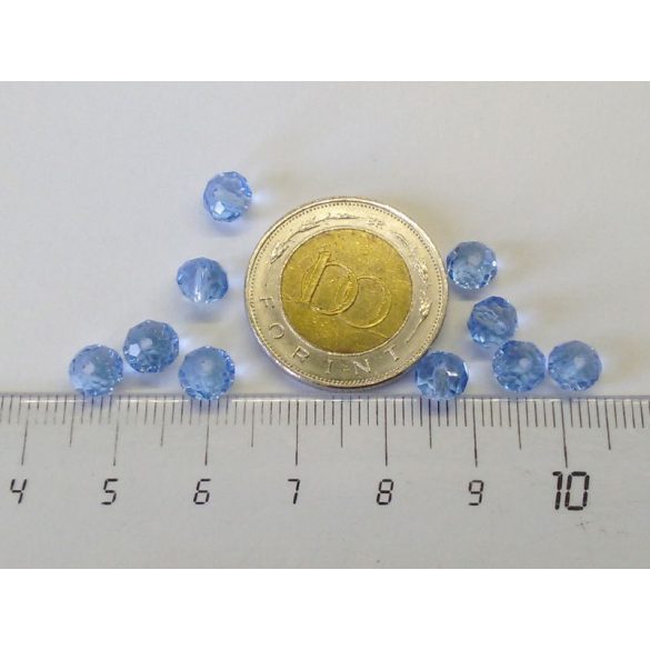 Csiszolt üveggyöngy - 6x4mm Abacus - Búzavirág kék - 10db