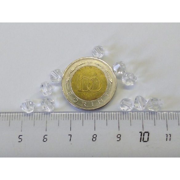 6mm Bicone csiszolt üveggyöngy - Clear