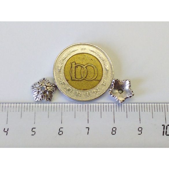Antik ezüst gyöngykupak-pár (10mm)
