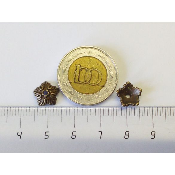Antik bronz gyöngykupak-pár (10mm)