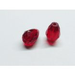 Csiszolt csepp alakú üveggyöngy-pár - Piros - 11x8mm