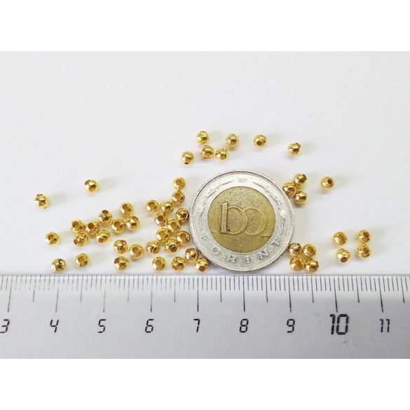 Arany színű köztes fémgyöngy csomag (3mm) 50db Lyuk: 1,2 mm