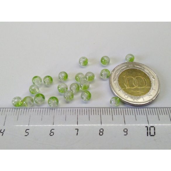 Clear&green roppantott üveggyöngyök (4mm) 20 db