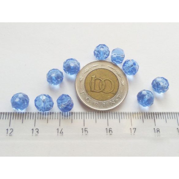 Csiszolt üveggyöngy - 8x6mm Abacus - Búzavirág kék - 10db
