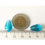 Csiszolt csepp alakú üveggyöngy-pár - Égszínkék - 15x10mm