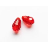 Csiszolt csepp alakú üveggyöngy-pár - Piros  - 15x10mm