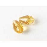 Csiszolt csepp alakú üveggyöngy-pár - Sárga - 15x10mm