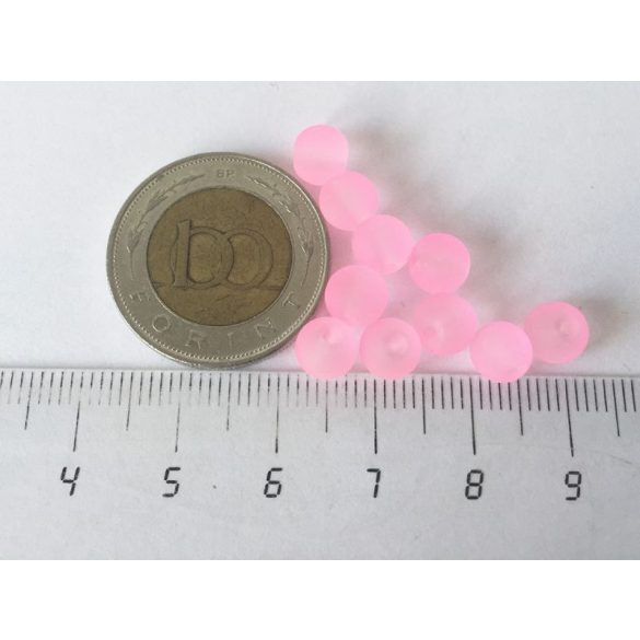 10db - FROSTED matt üveggyöngy - Rózsaszín 6mm