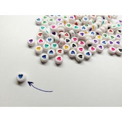 KÉK - Szivecske mintás akril gyöngy KEREK (7mm)