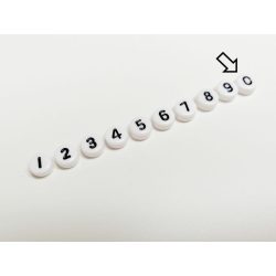 0 - Szám gyöngy - fehér alapon fekete kerek