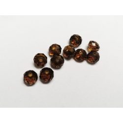 Barna - Csiszolt üveggyöngy - 8x6mm Abacus - 10db