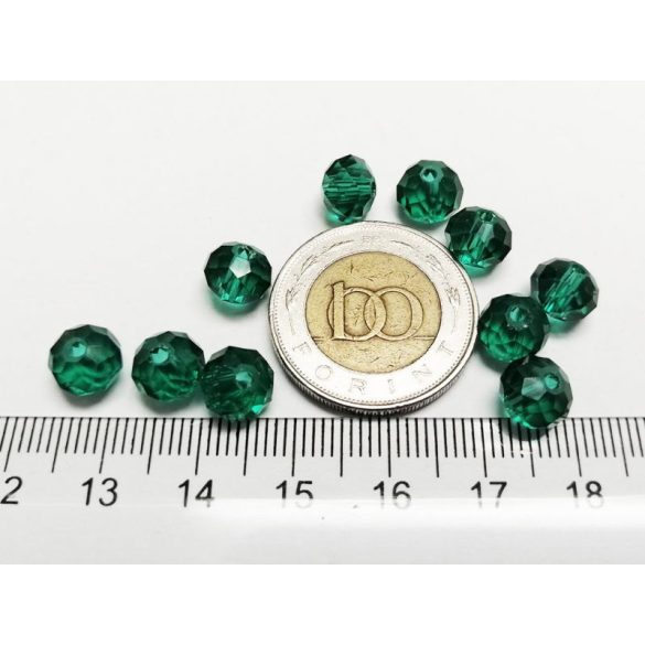 Tengerzöld - Csiszolt üveggyöngy - 8x6mm Abacus - 10db