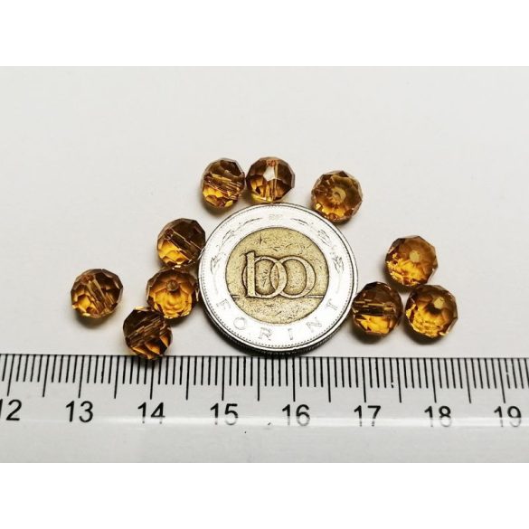 Borostyán - Csiszolt üveggyöngy - 8x6mm Abacus - 10db