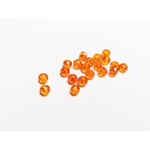 Narancs - Csiszolt üveggyöngy - 4x3mm Abacus - 20db