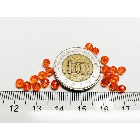 Narancs - Csiszolt üveggyöngy - 4x3mm Abacus - 20db
