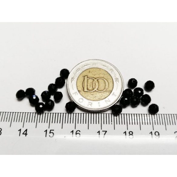Fekete - Csiszolt üveggyöngy - 4x3mm Abacus - 20db