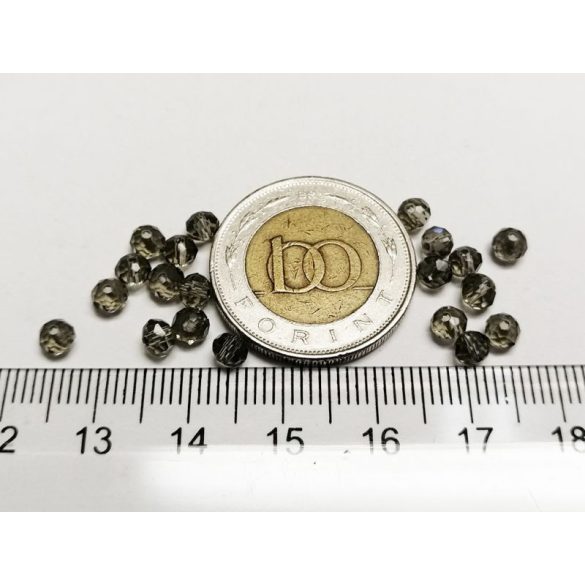 Szürke - Csiszolt üveggyöngy - 4x3mm Abacus - 20db