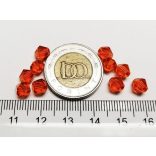 Narancssárga - 6mm Bicone csiszolt üveggyöngy - 10db