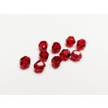 Piros - 6mm Bicone csiszolt üveggyöngy - 10db