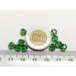Zöld - 6mm Bicone csiszolt üveggyöngy - 10db