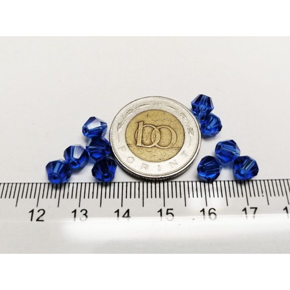 KÉK - 6mm Bicone csiszolt üveggyöngy - 10db