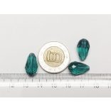 Csiszolt csepp alakú üveggyöngy-pár - Tengerzöld - 15x10mm
