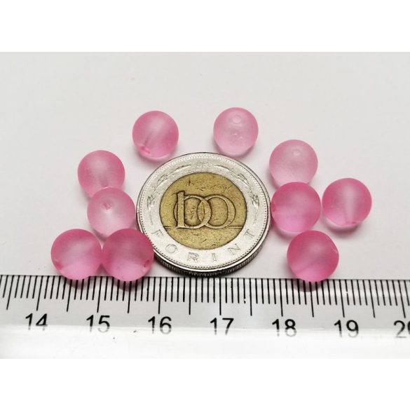 8mm  Rózsaszín - Frosted üveggyöngy 10db