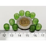 8mm  Zöld - Frosted üveggyöngy 10db