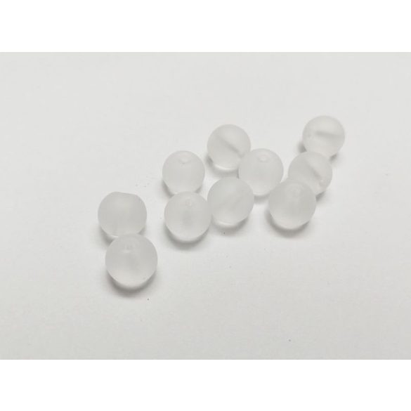 8mm  Fehér - Frosted üveggyöngy 10db